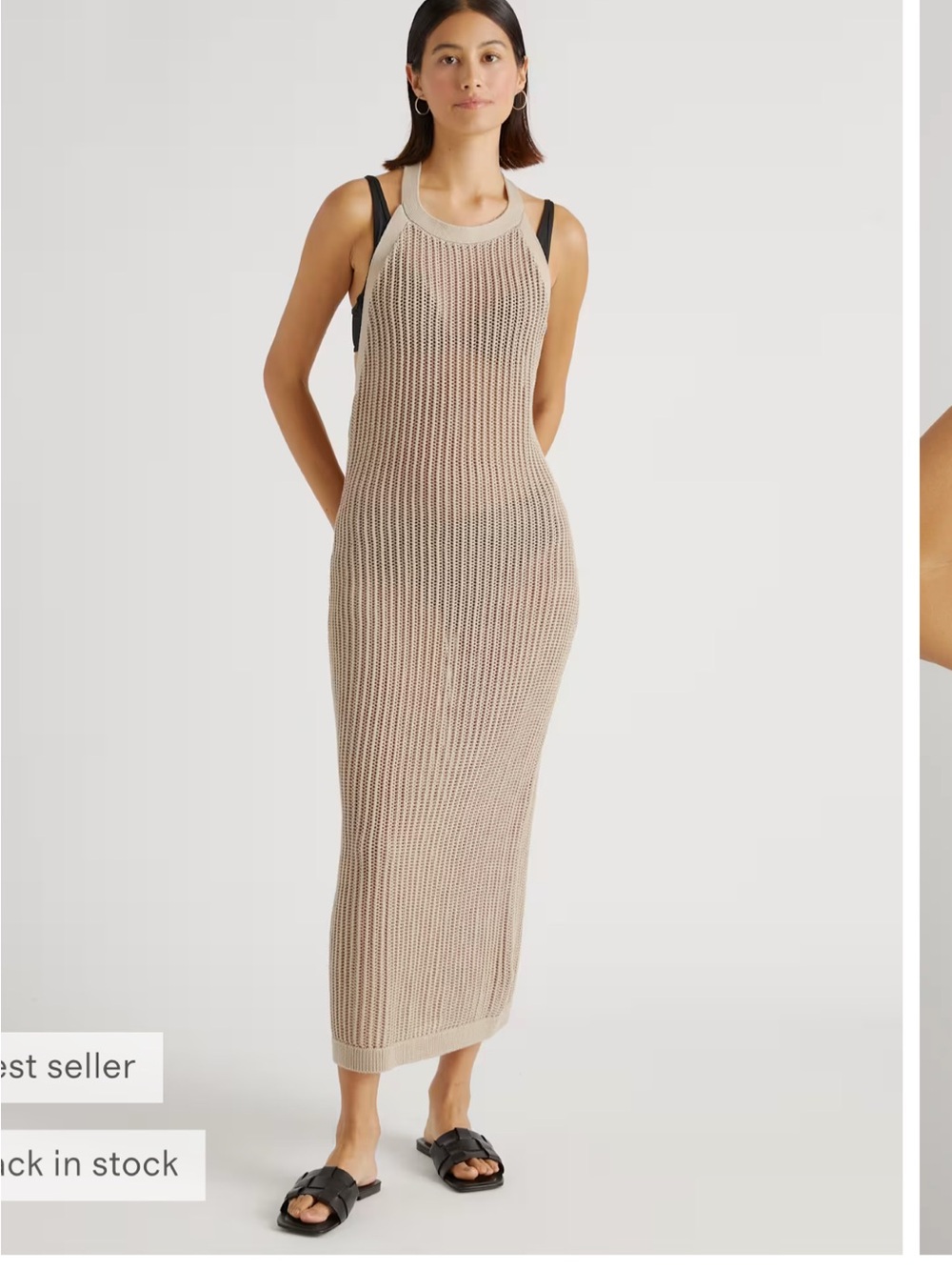 Quince 100% Organic Cotton Open-Knit Cover-Up Maxi Dress M NWT - Picture 2 of 7